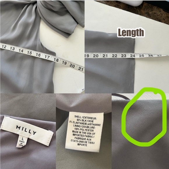 Milly Cindy One-Shoulder Stretch Silk Top in gray size Large. - Picture 8 of 14